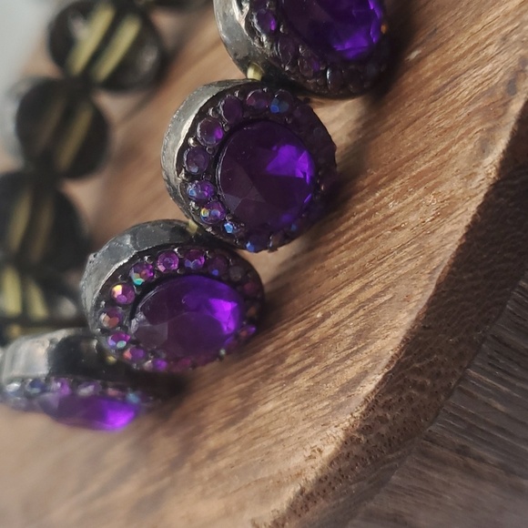 B2304 amythest tourmaline Norwegian bracelet stretch NEW ARRIVAL‎ - Picture 3 of 3